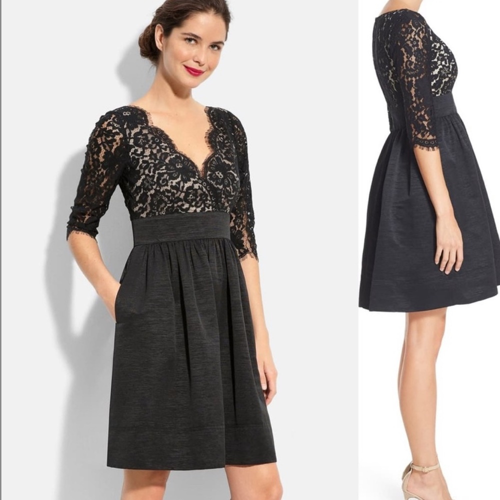 Eliza J Fit and Flare Cocktail Dress - Elegant Black Lace